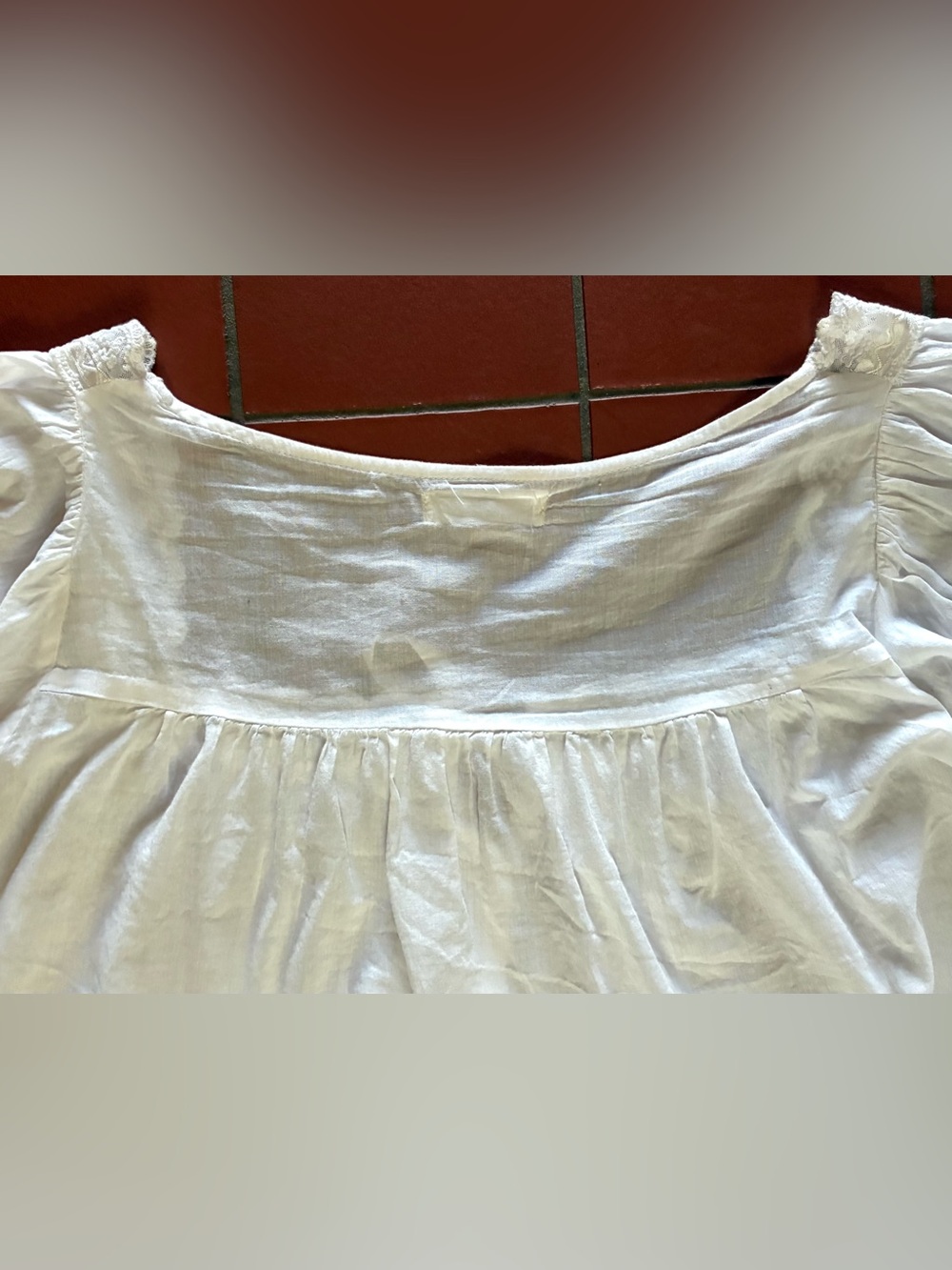 Natural life White Peasant Prettiest Cotton Lace Blouse XL Boho - Picture 7 of 8